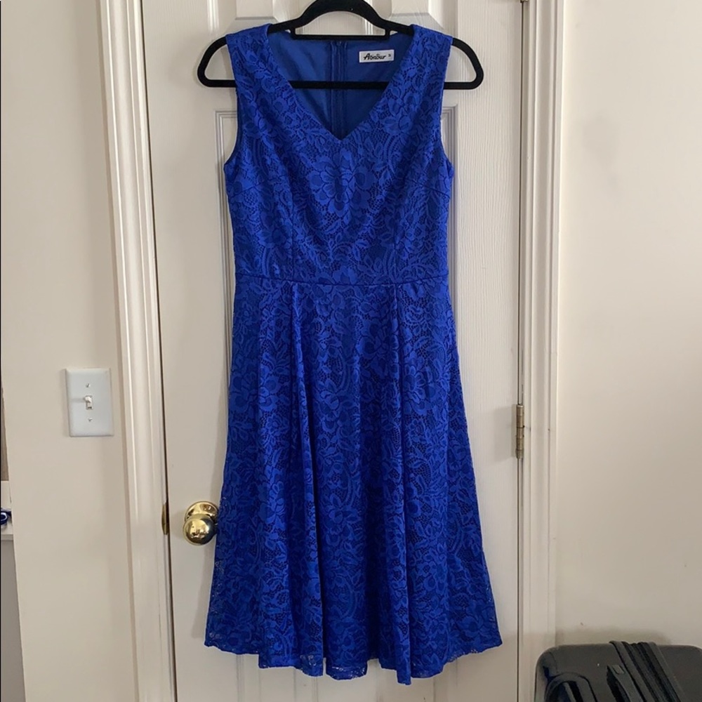 NWOT Vintage Floral Lace Fit and Flare Midi Dress